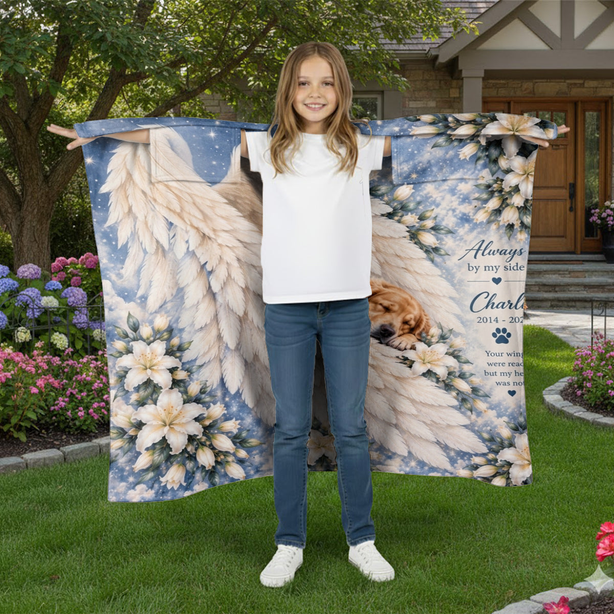 Personalized Adult Yellow Labrador Retriever Memorial Wearable Blanket