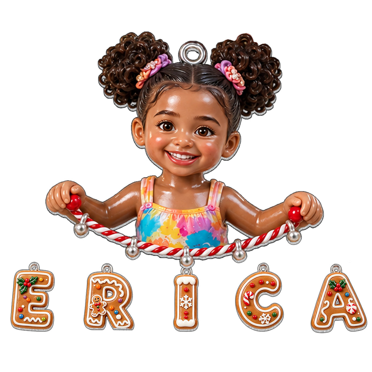 Personalized Black Little Boy Name Ornament Dinosaur Gift for Son Grandson Nephew