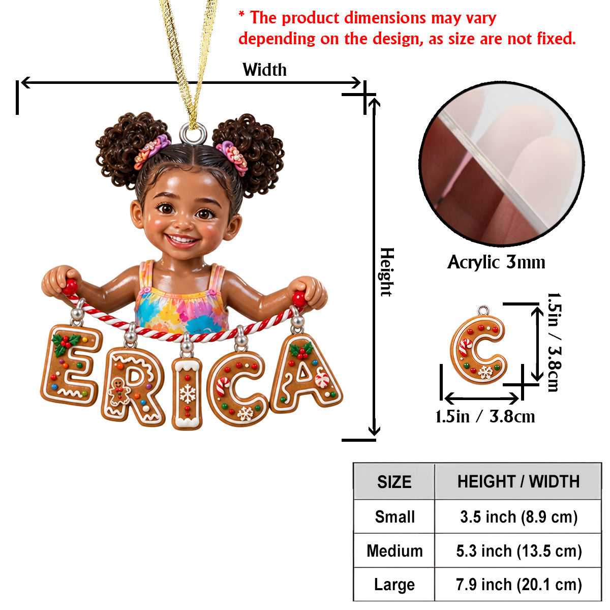 Personalized Little Girl Name Ornament, Custom Keepsake Gift for Daughter Granddaughter Niece