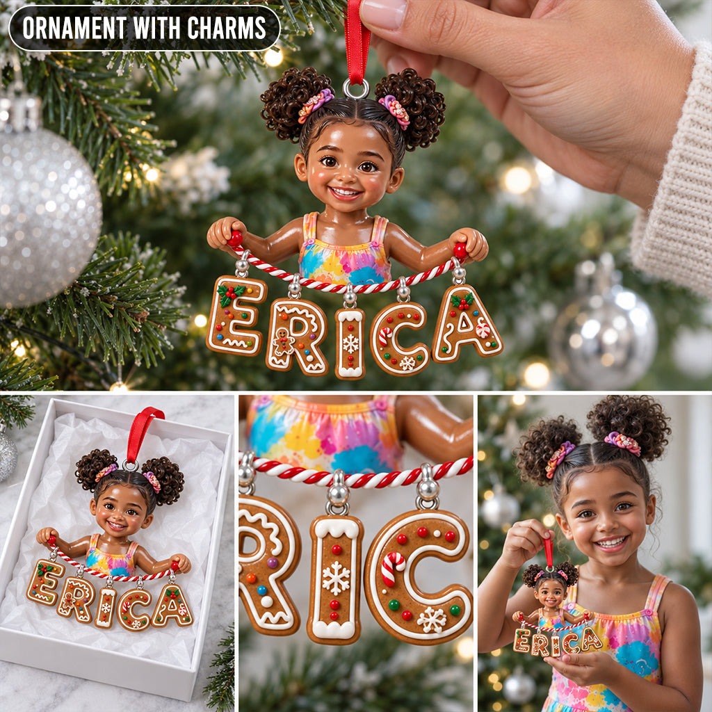 Personalized Christmas Black Christmas Baby Girl Gingerbread Costume Ornament Gift for Kids