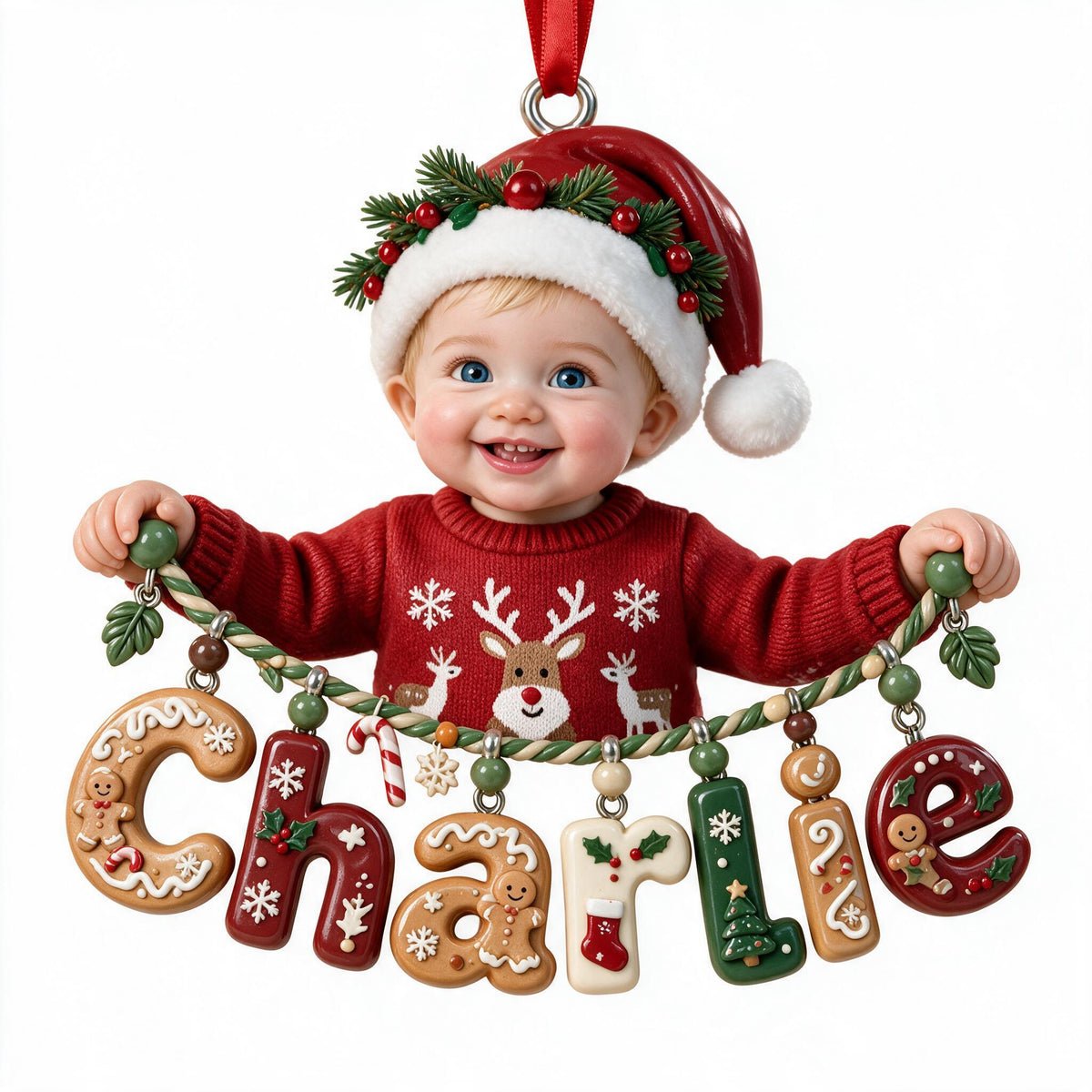 Personalized Christmas Baby Boy Custom Name Acrylic Ornament Gift