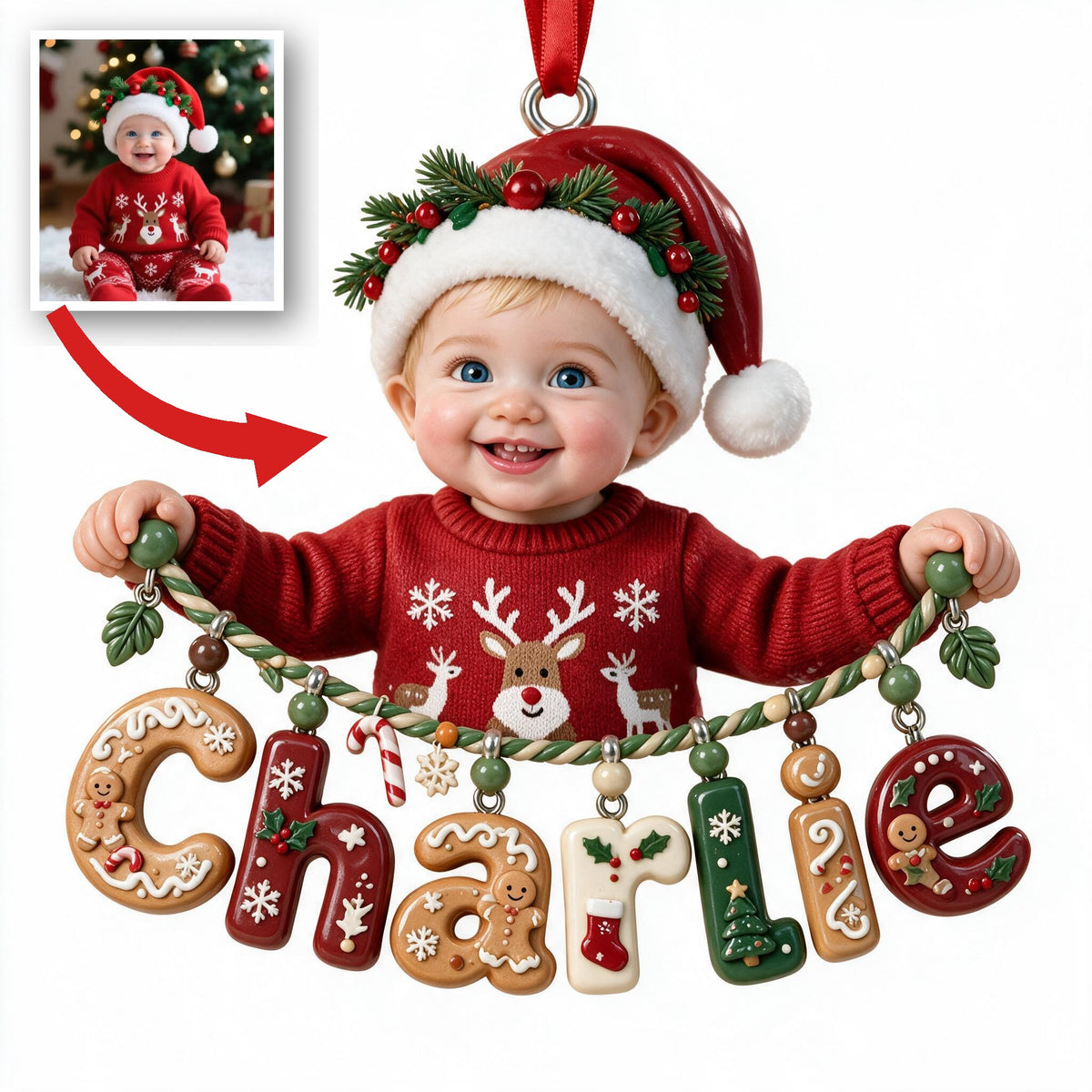 Personalized Christmas Baby Boy Custom Name Acrylic Ornament Gift