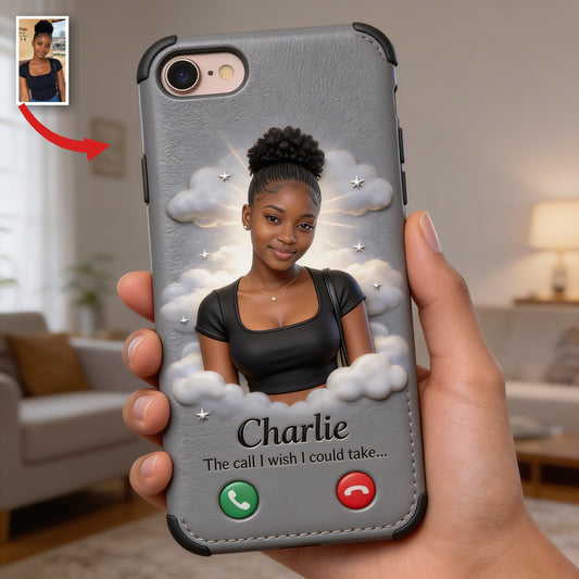 Personalized Black Woman Memorial Leather Phone Case Remembrance Gift