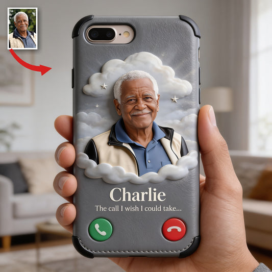 Personalized Older Black Man Grandpa Memorial Leather Phone Case