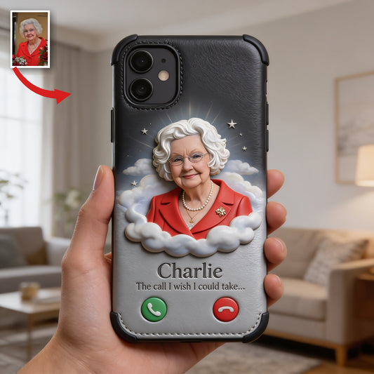 Personalized Older Woman Grandma Memorial Leather Phone Case