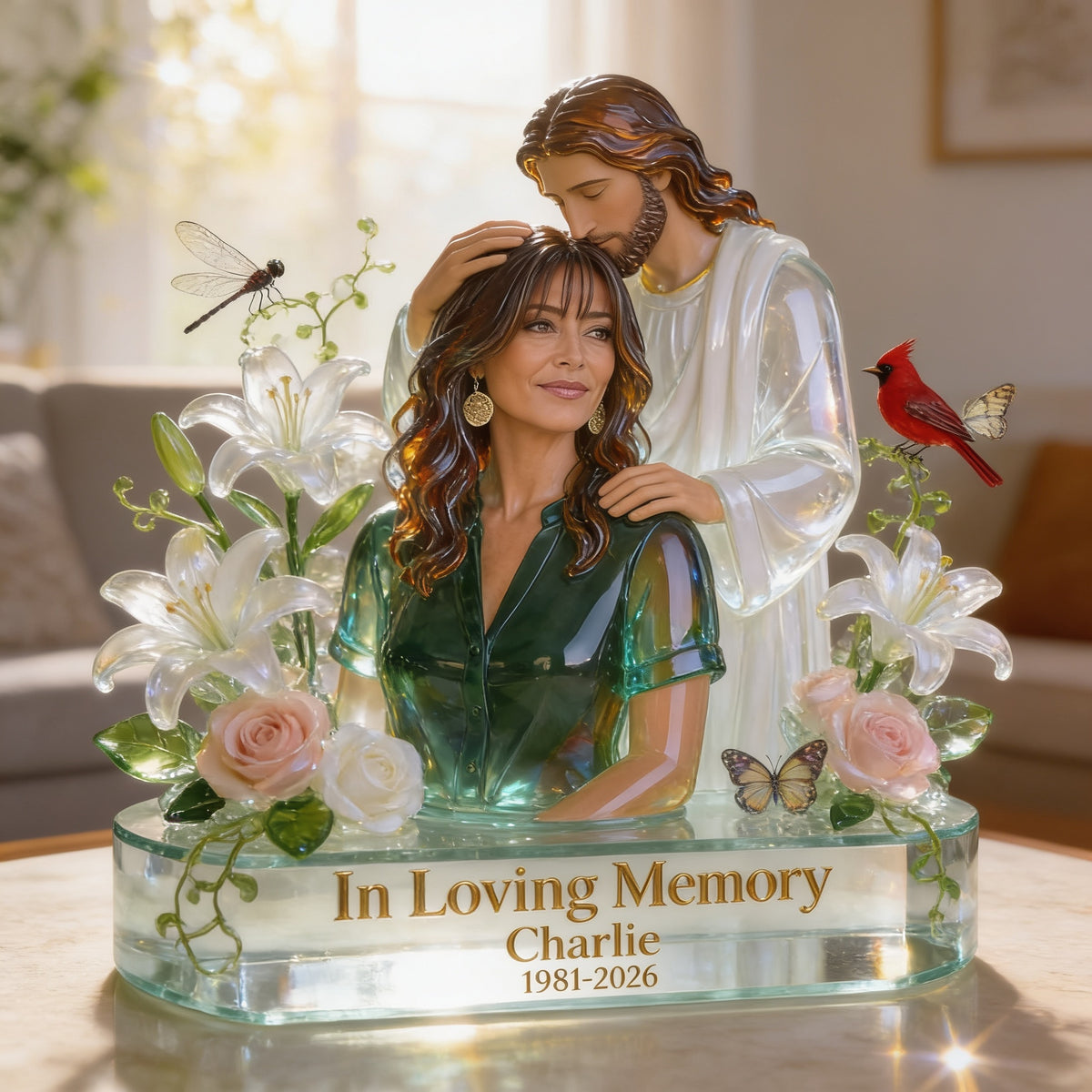 Personalized In Loving Memory Middle-Aged Latina Woman Custom Shaped Acrylic Plaque Memorial Gift