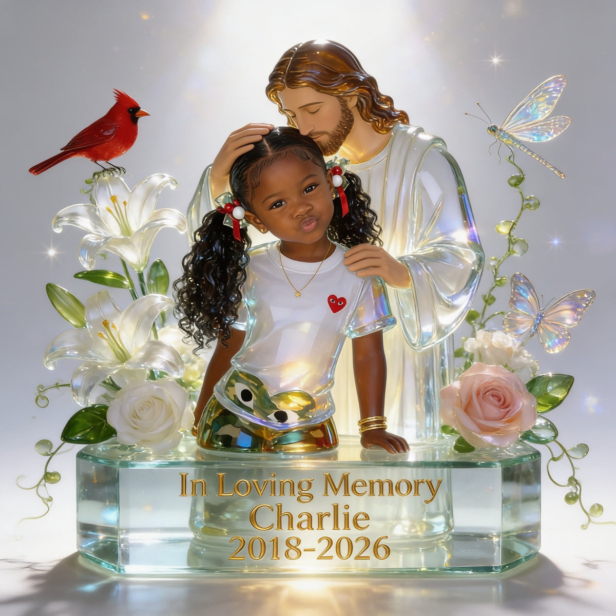 Personalized In Loving Memory Black Little Girl Custom Shaped Acrylic Plaque Memorial Gift