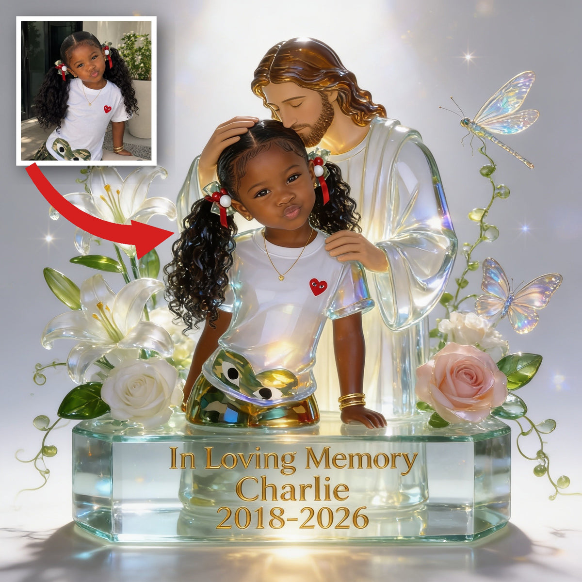 Personalized In Loving Memory Black Little Girl Custom Shaped Acrylic Plaque Memorial Gift