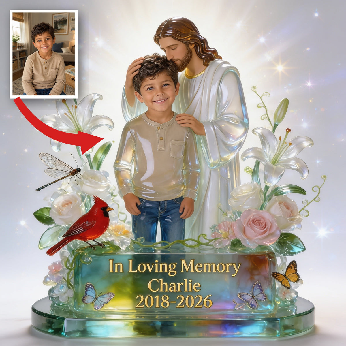 Personalized In Loving Memory Latino Little Boy Custom Shaped Acrylic Plaque Memorial Gift