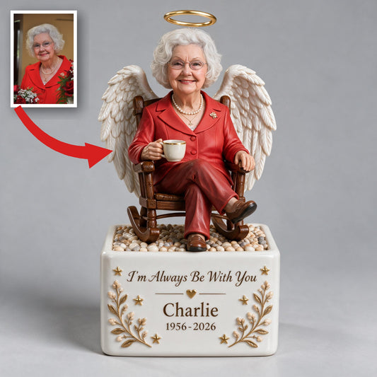 Personalized Memorial Older Woman Grandma LED Light Ceramic Pot Remembrance Keepsake