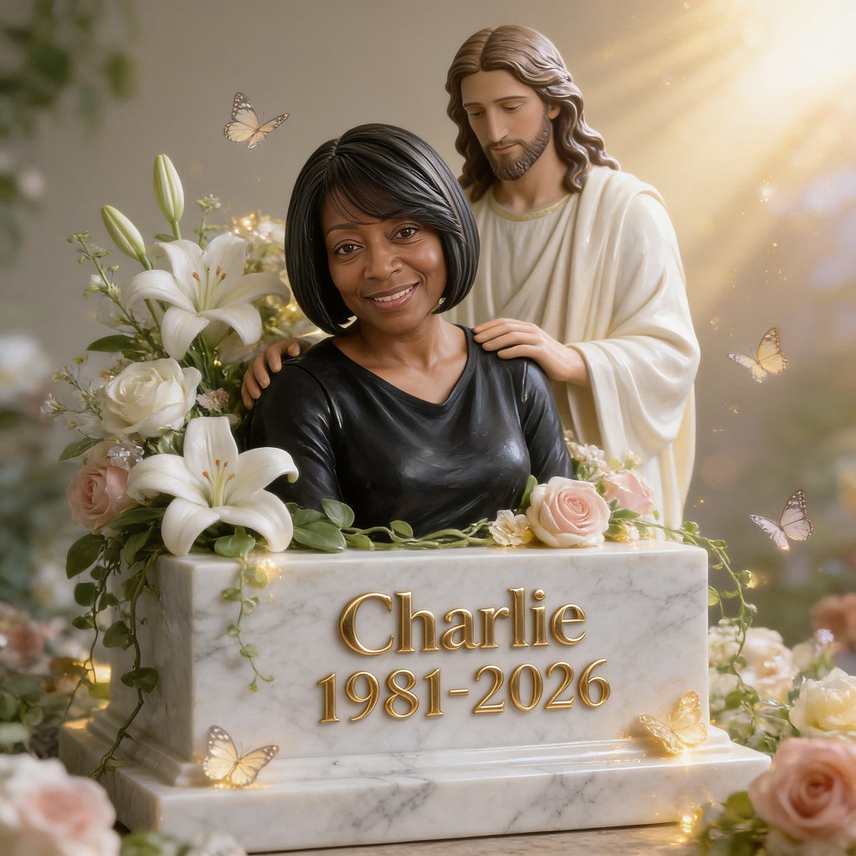 Personalized Middle-Aged Black Woman Memorial Custom Shaped Acrylic Plaque