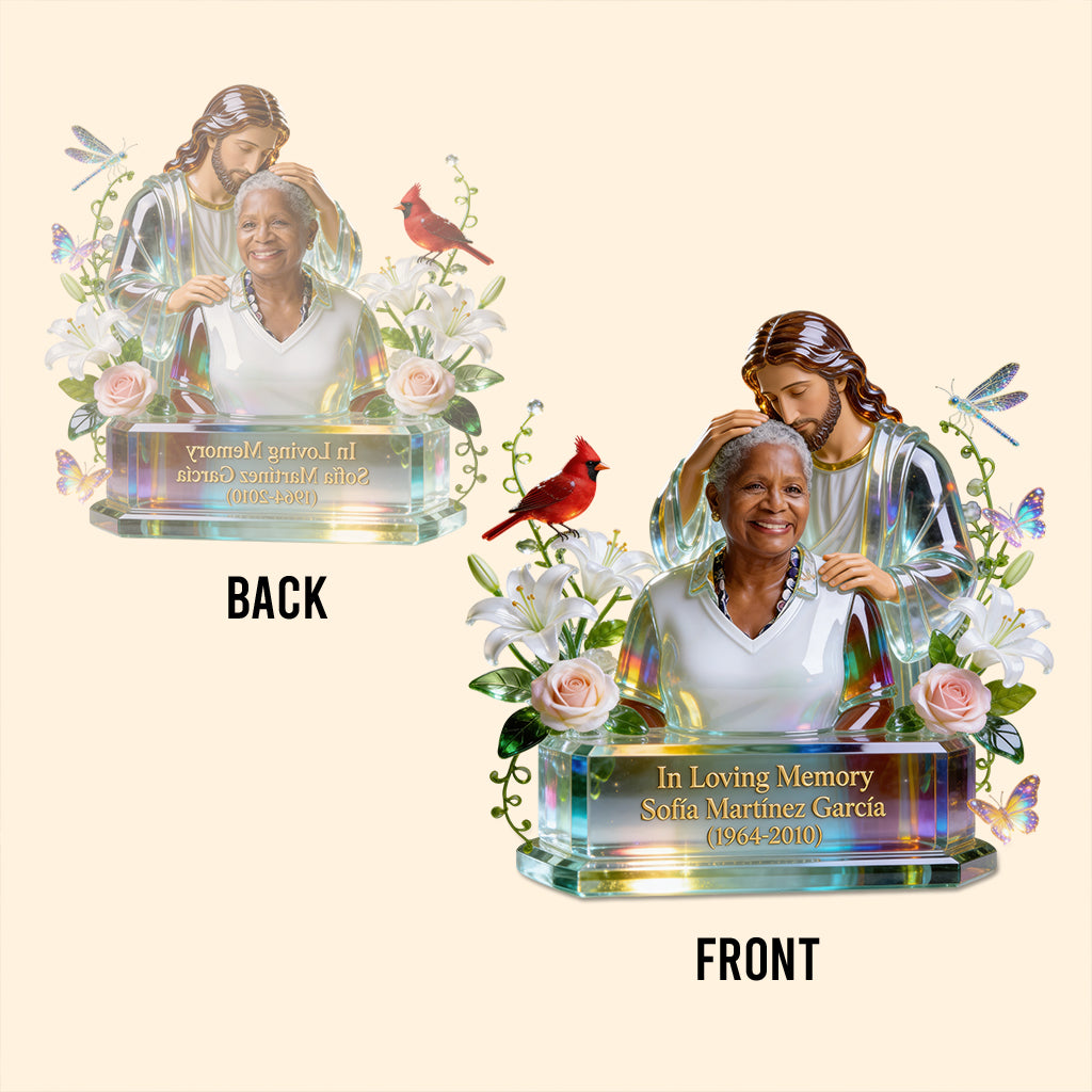 Personalized In Loving Memory Middle-Aged Latina Woman Custom Shaped Acrylic Plaque Memorial Gift