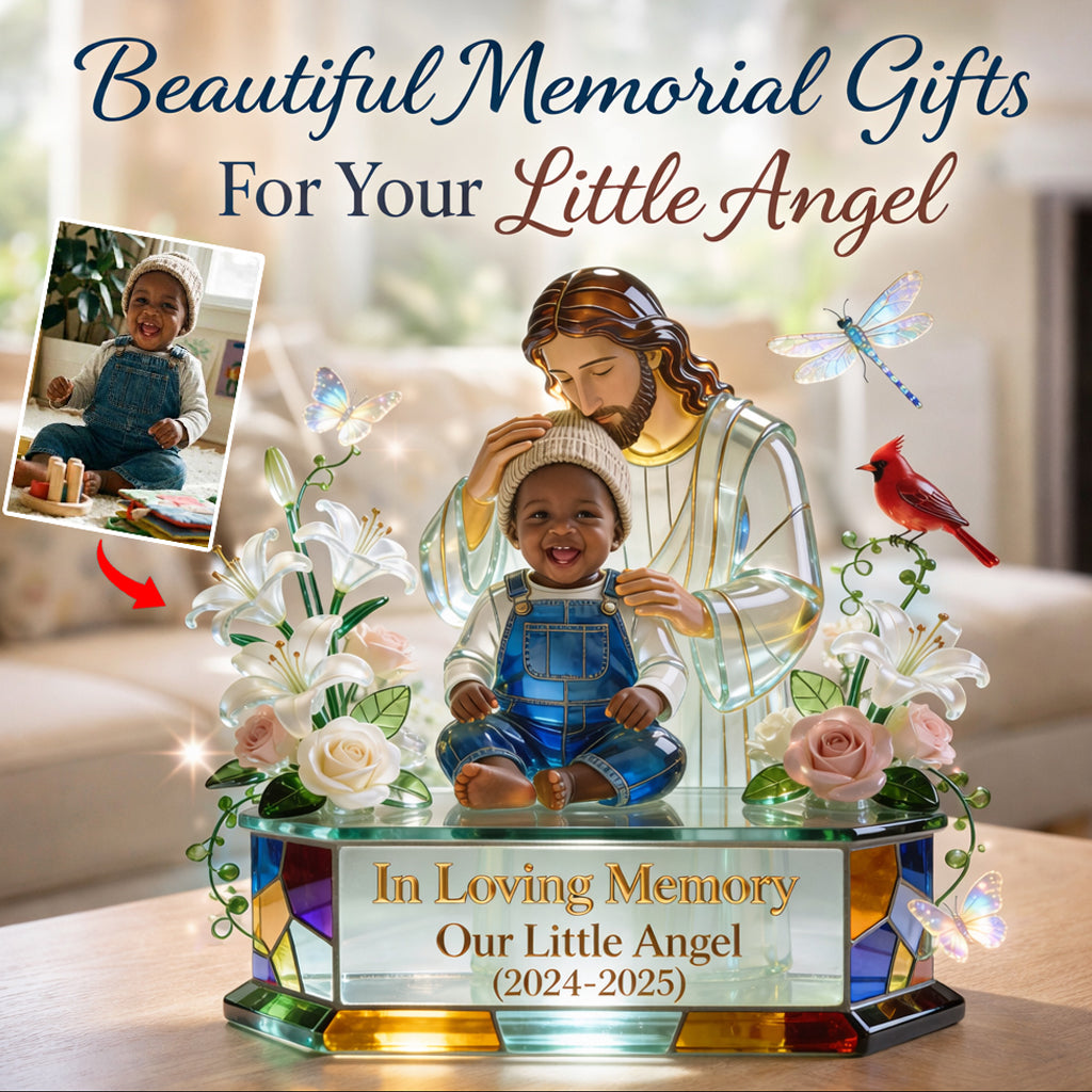 Personalized In Loving Memory Black Little Girl Custom Shaped Acrylic Plaque Memorial Gift