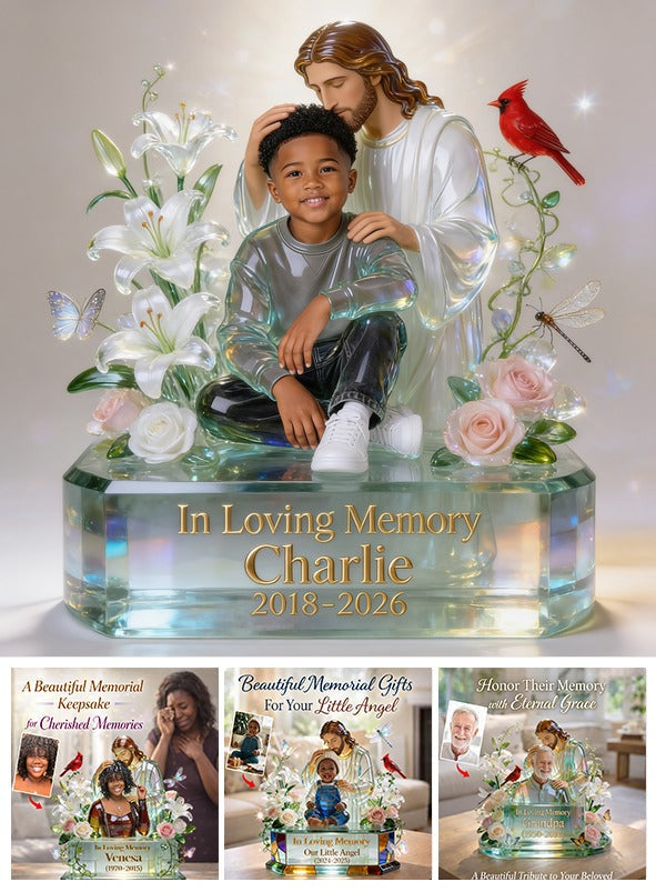 Personalized In Loving Memory Black Little Boy Custom Acrylic Plaque Memorial Gift