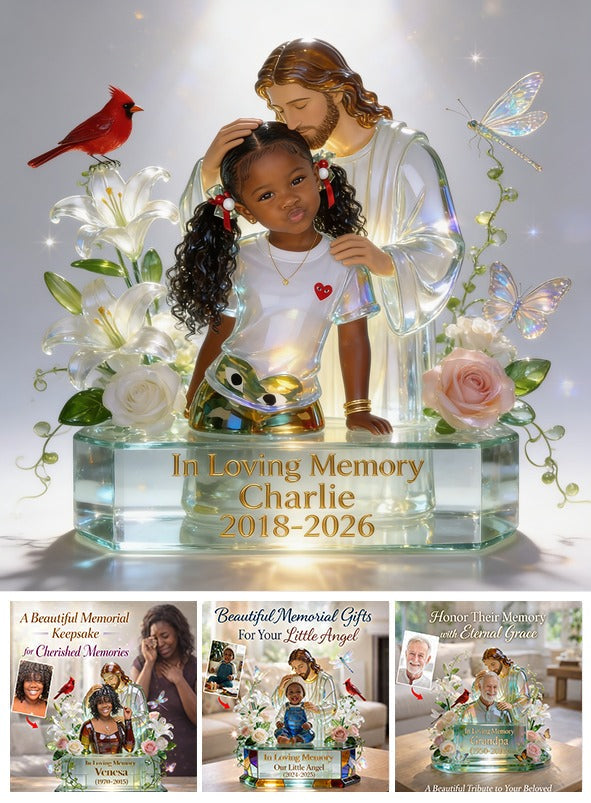 Personalized In Loving Memory Black Little Girl Custom Shaped Acrylic Plaque Memorial Gift