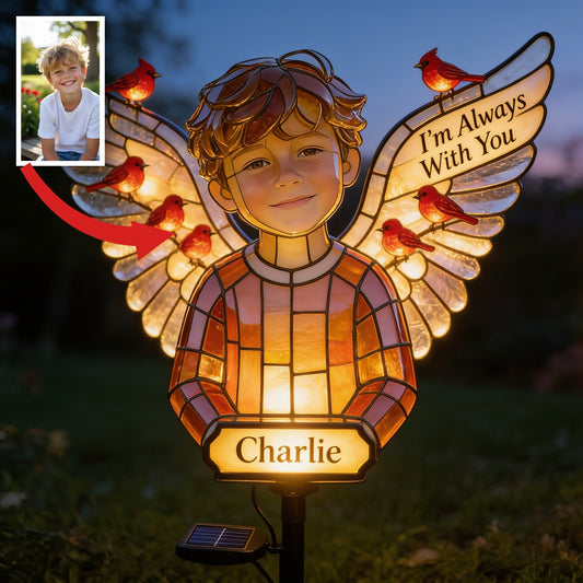 Personalized Little Boy Memorial Garden Solar Light Remembrance Keepsake