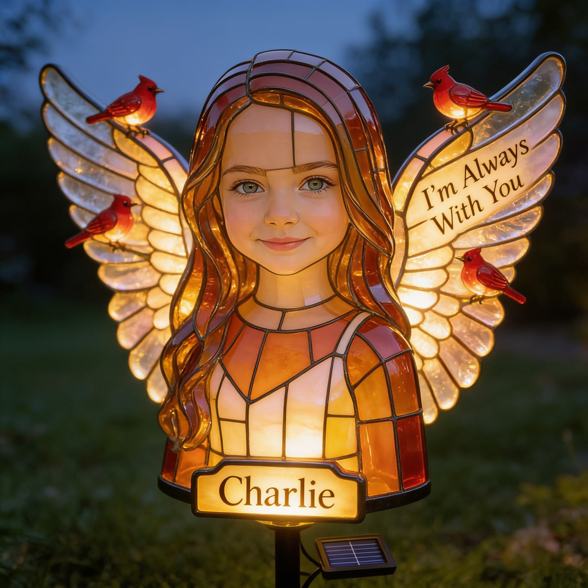 Personalized Little Girl Memorial Solar Garden Light Sympathy Outdoor Keepsake