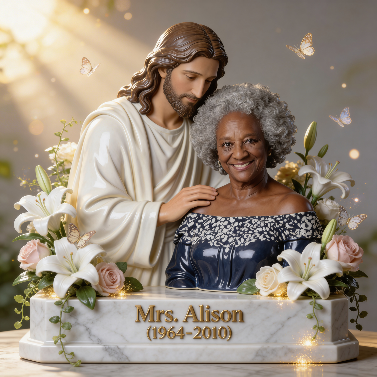 Personalized Middle-Aged Black Woman Memorial Custom Shaped Acrylic Plaque