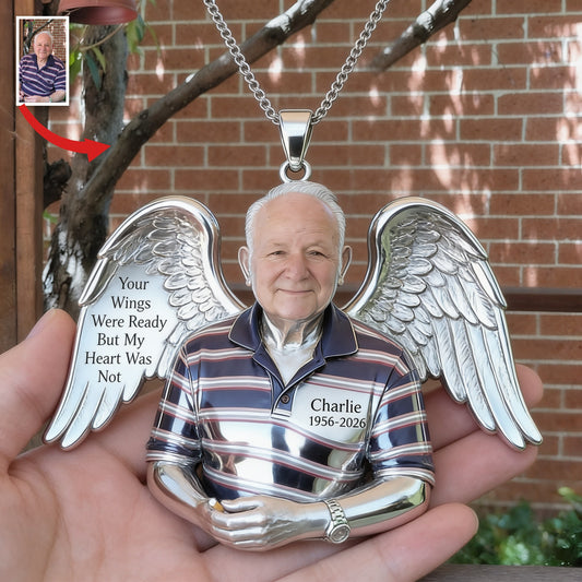 Personalized Older Man Grandpa Memorial Metal Pendant Necklace