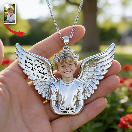 Personalized Little Boy Memorial Metal Pendant Necklace Keepsake