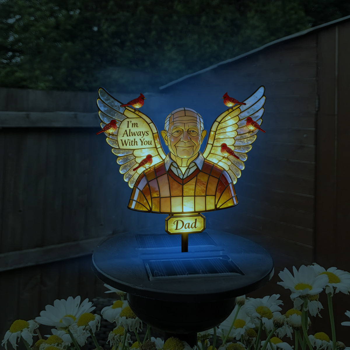 Personalized Middle-Aged Black Woman Memorial Garden Solar Light Sympathy Gift