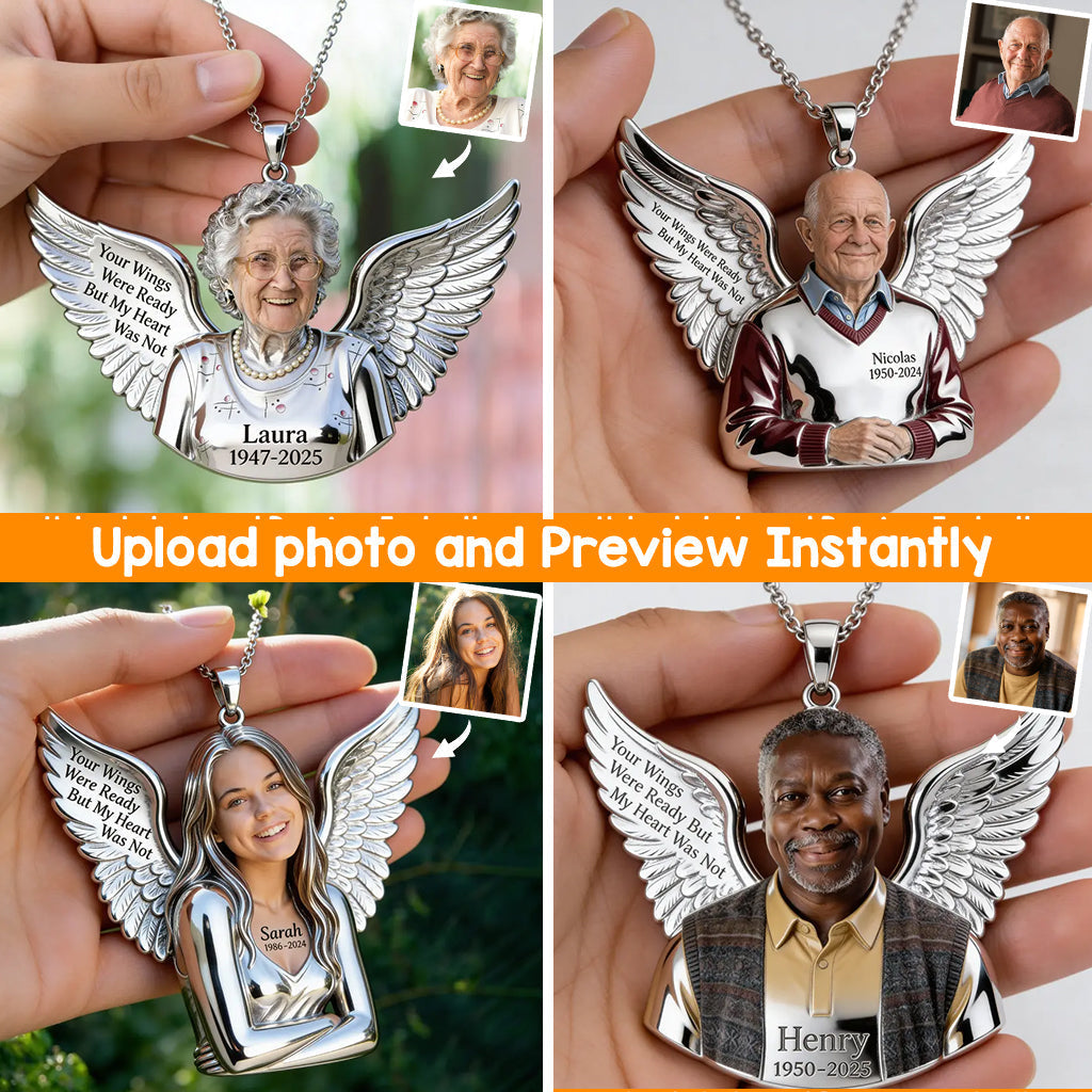 Personalized Latina Woman Memorial Angel Pendant Necklace
