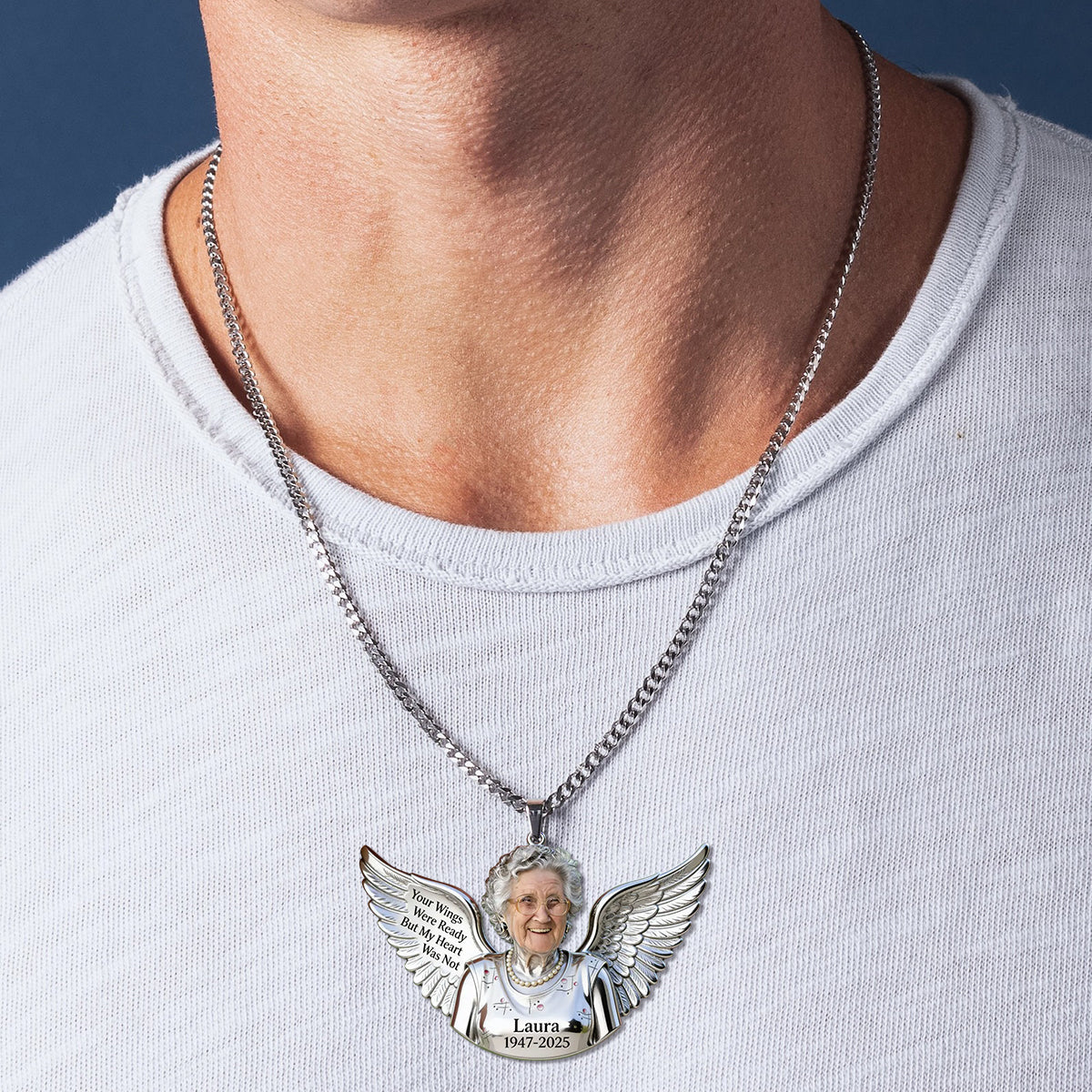Personalized Latina Woman Memorial Angel Pendant Necklace