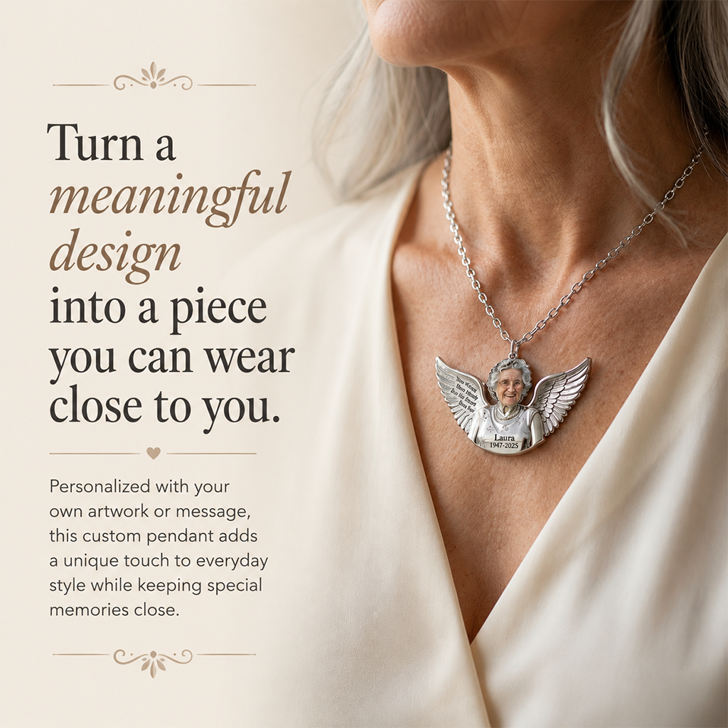 Personalized Latina Woman Memorial Angel Pendant Necklace
