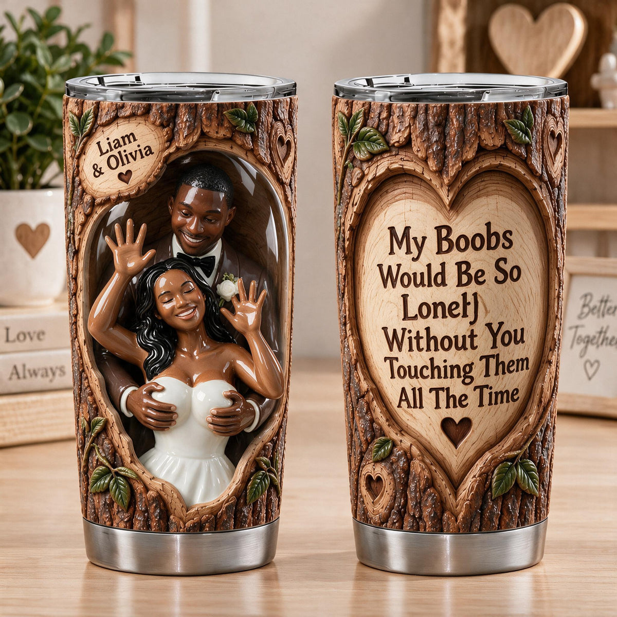 Custom Photo Black Couple Wedding Funny Spicy Tumbler Couple Gift