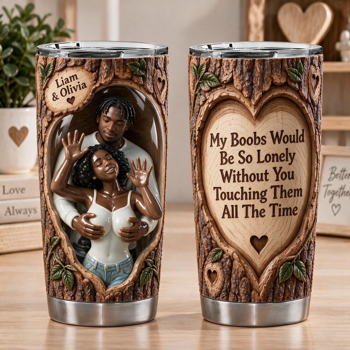 Custom Photo Black Couple Spicy Funny Husband Wife Tumbler