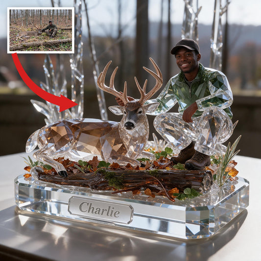 Personalized Black Hunter with Deer Custom Shaped Acrylic Plaque Hunting Gift
