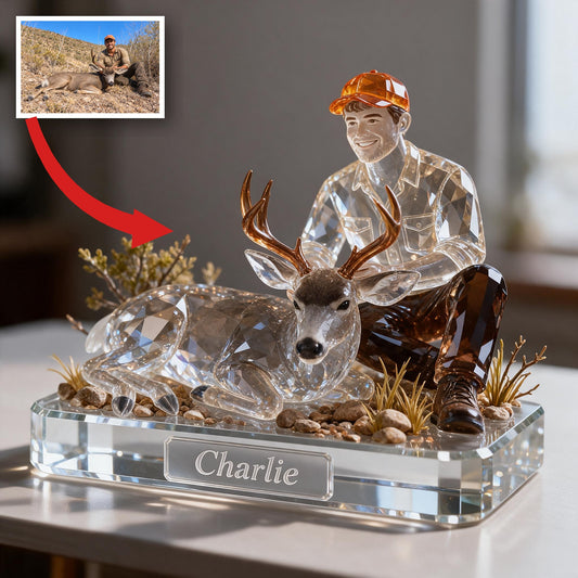 Personalized Latino Hunter with Deer Custom Shaped Acrylic Plaque Hunting Gift