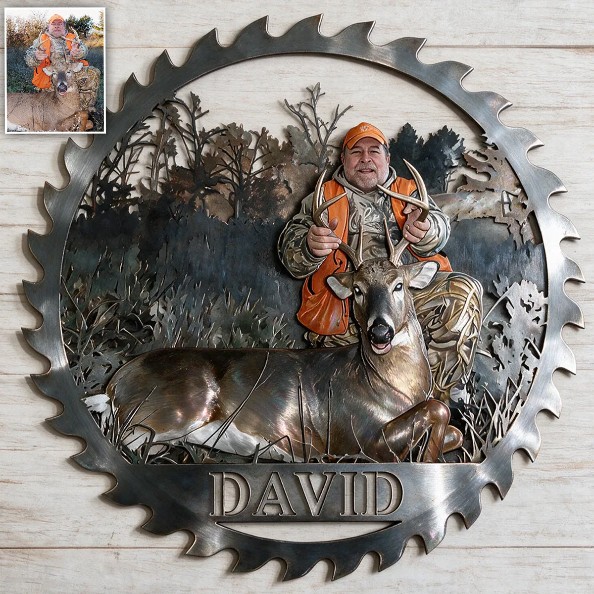 Personalized Father and Child Duck Hunters 3D Cut Metal Sign Hunting Decor