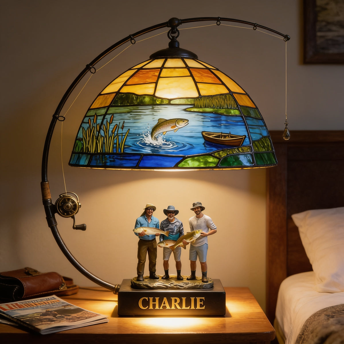 Personalized Fishing Group Acrylic LED Night Light, Fishing Lovers Gift