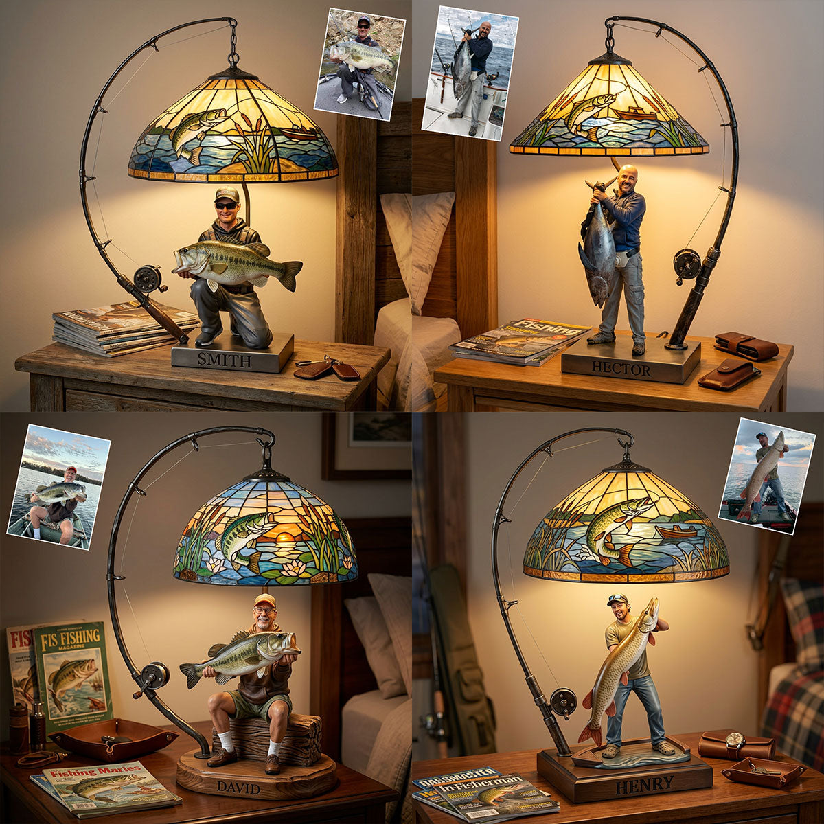 Personalized Fisherman Acrylic LED Night Light - Fishing Lover Gift Home Decor