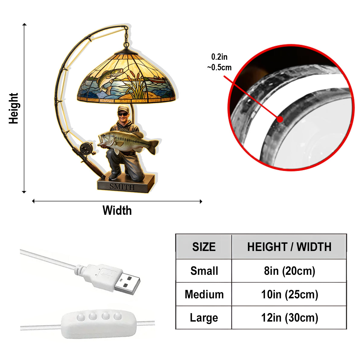 Personalized Fisherman Acrylic LED Night Light - Fishing Lover Gift Home Decor