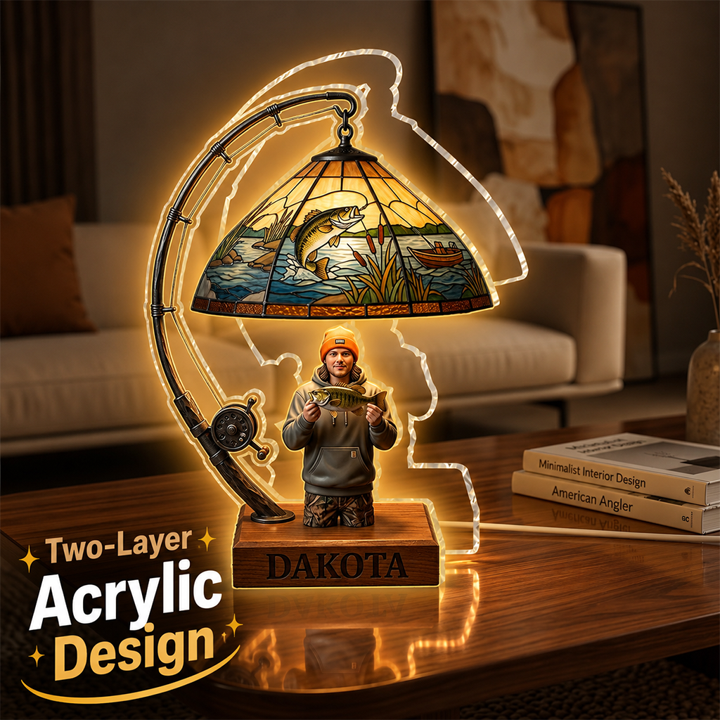 Personalized Fishing Group Acrylic LED Night Light, Fishing Lovers Gift