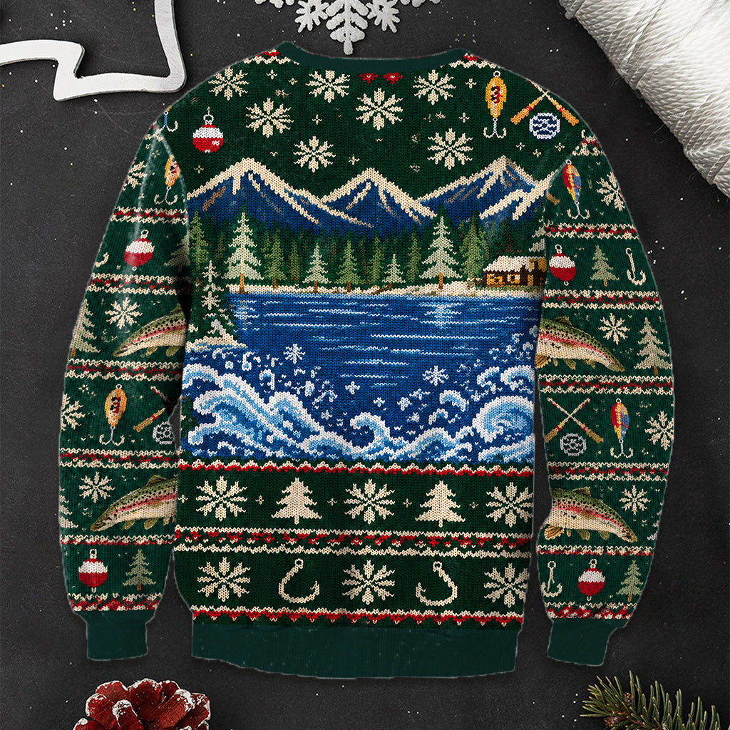 Personalized Christmas Black Fisherman Riding Fish Ugly Sweater