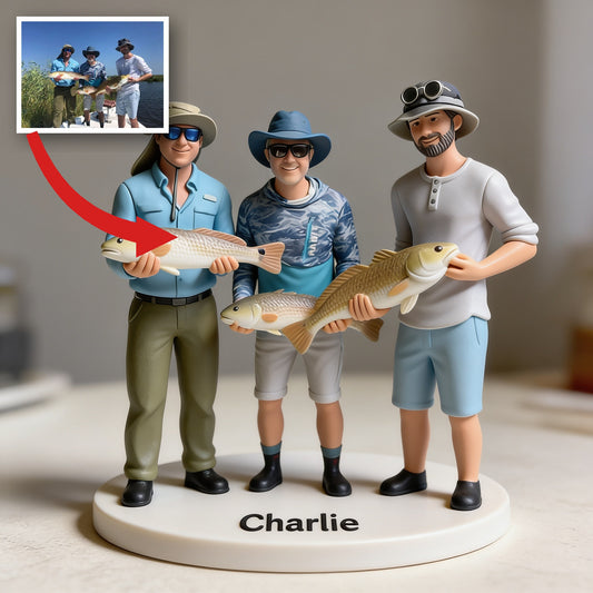 Personalized Fishing Group 3D Figurine Custom Keepsake Gift