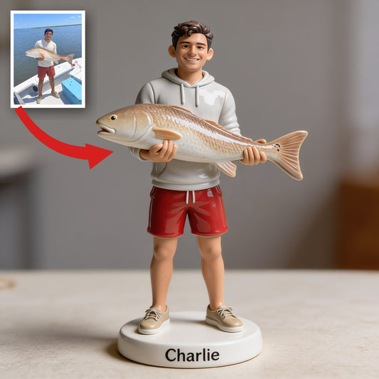 Figurine 3D Latino Pêcheur Personnalisée Cadeau Souvenir de Pêche