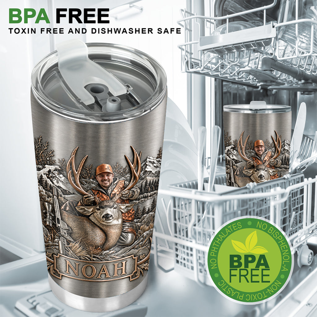 Personalized Custom Photo Father and Child Duck Hunters Tumbler Hunting Gift