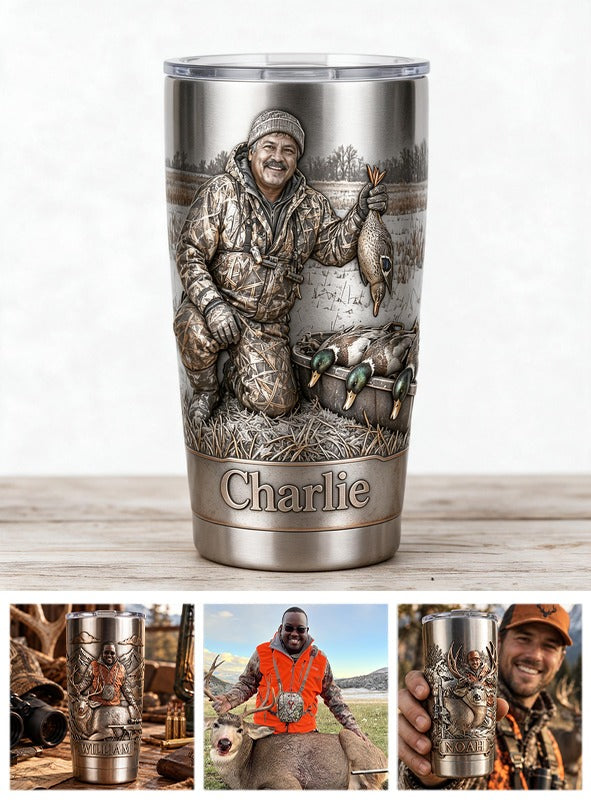 Personalized Middle-Aged Latino Duck Hunter Tumbler, Duck Hunting Gift