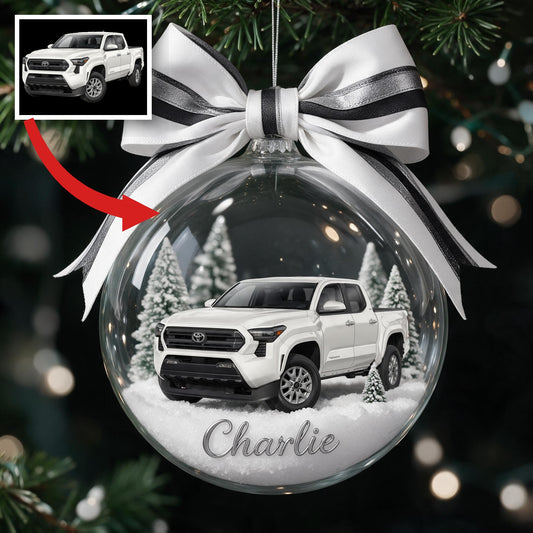 Ornement de Neige Personnalisé Toyota Tacoma Blanc pour Noël