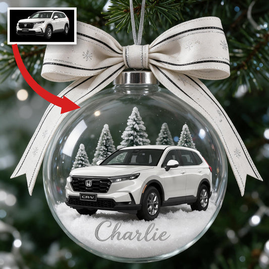 Ornement de Neige Personnalisé Honda CR-V Blanc pour Noël