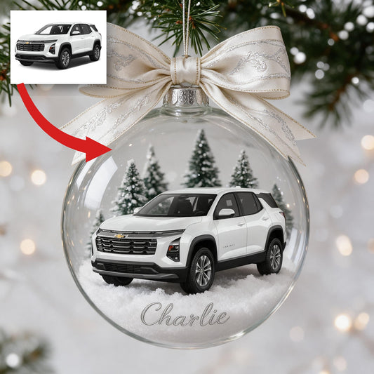 Ornement de Globe de Neige Chevrolet Equinox Blanc Personnalisé pour Noël