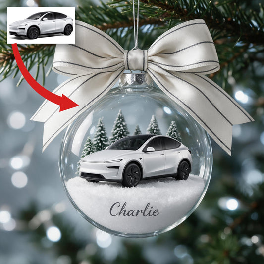 Ornement de Noël Électrique Personnalisé en Globe de Neige - Cadeau pour Amateurs de Voitures