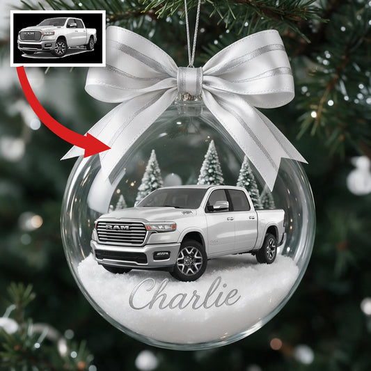 Ornement de Neige Personnalisé Camion Ram Blanc pour Noël