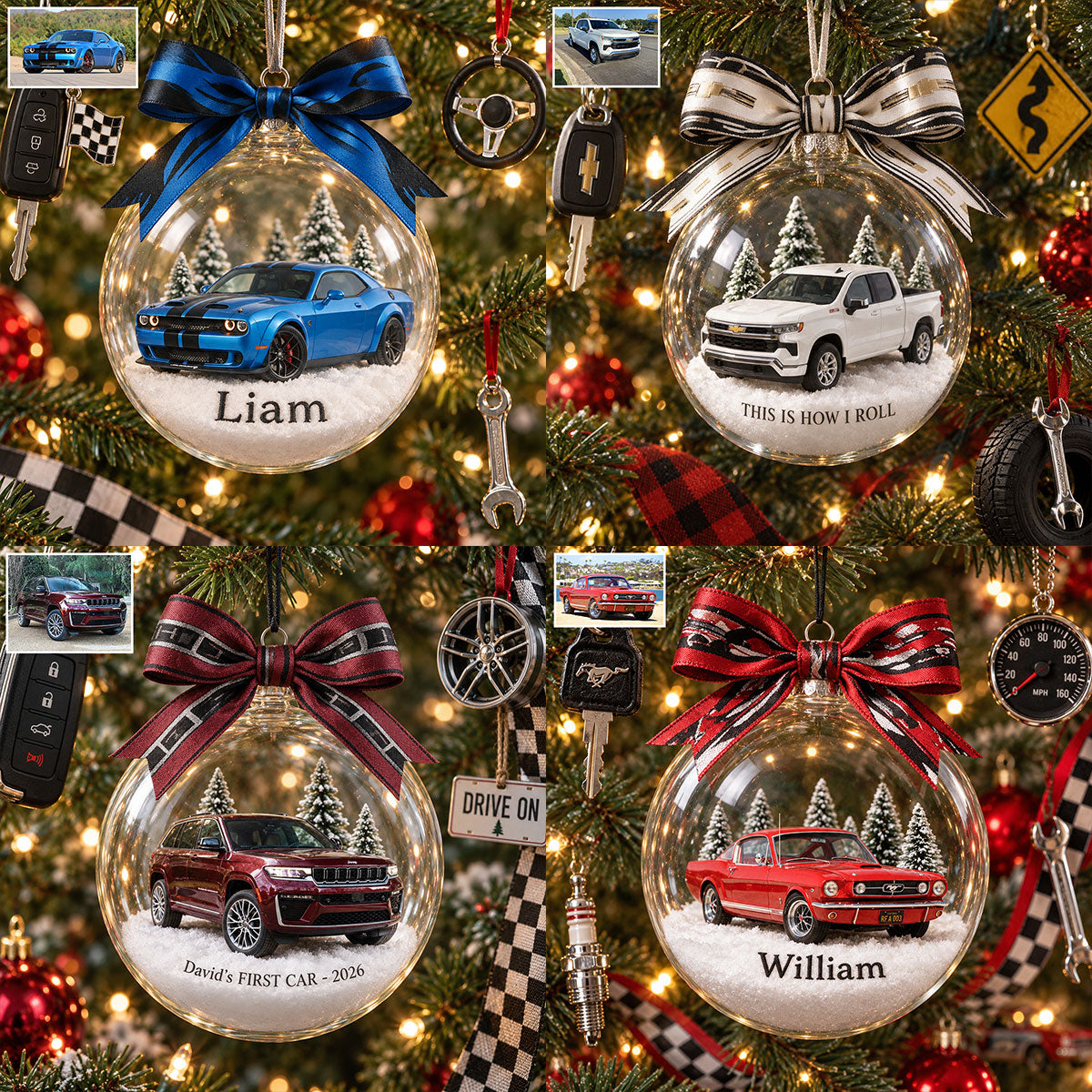 Personalized Christmas Grey Toyota Camry Sedan Snow Globe Ornament Car Lover Gift