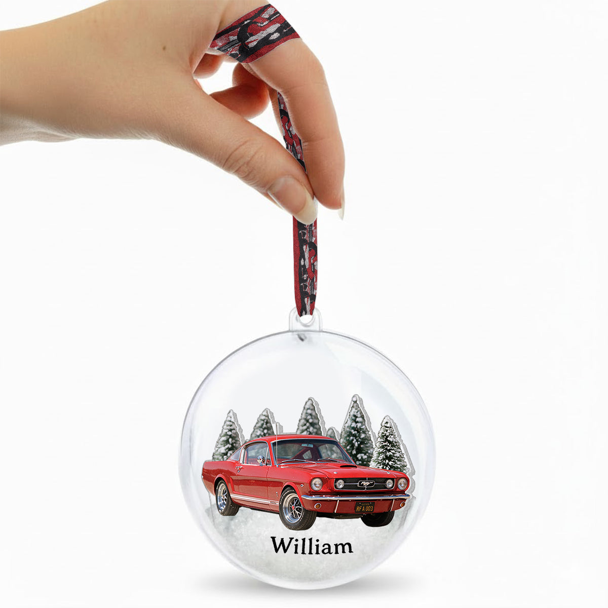 Personalized Christmas White Ram Pickup Truck Snow Globe Ornament Truck Lover Gift
