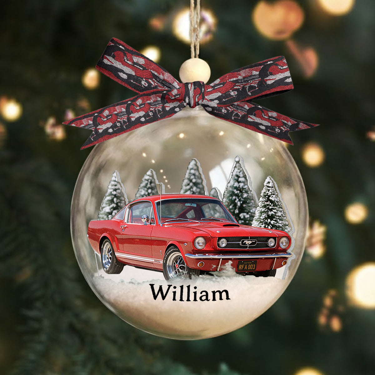 Personalized Christmas Silver Jeep Grand Cherokee Snow Globe Ornament Car Lover Gift